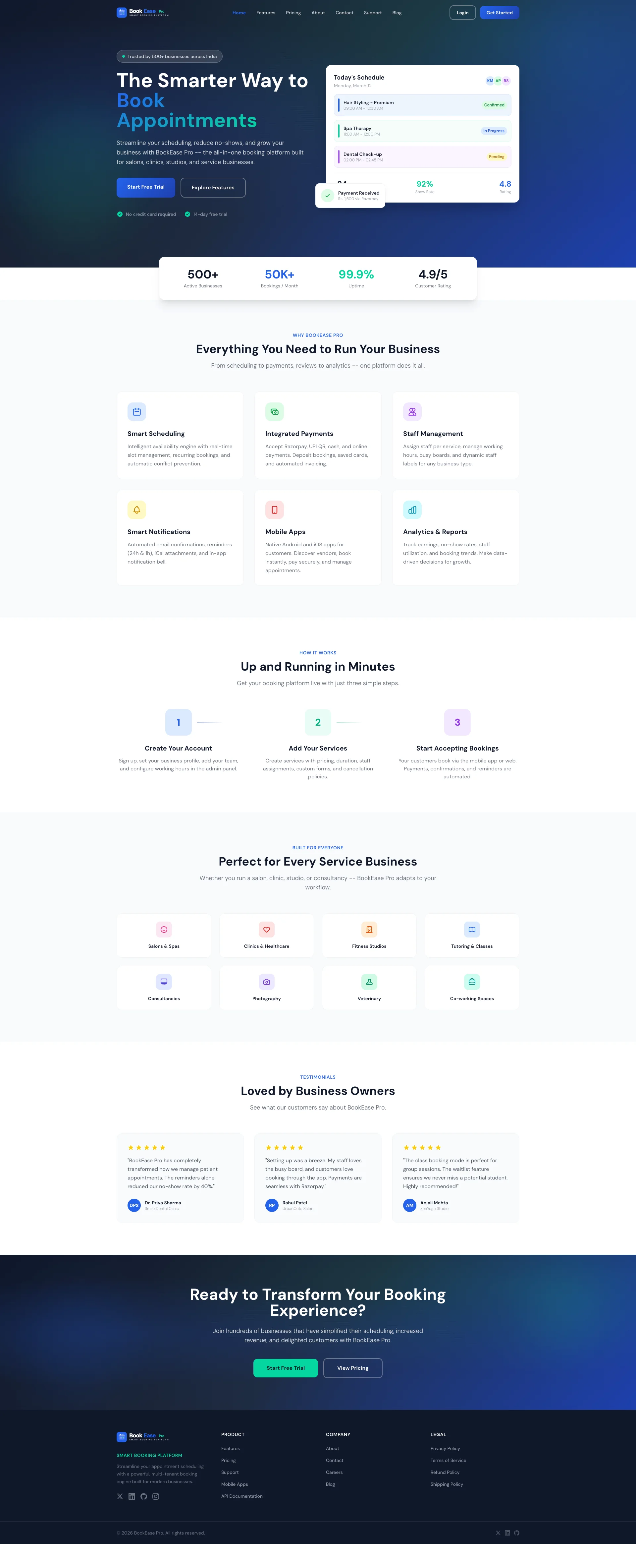 BookEasePro — Booking & Appointment System